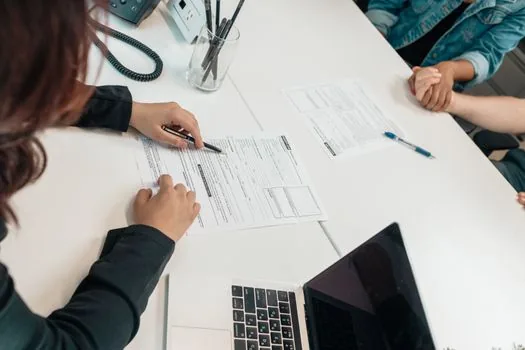 business registration application, commercial lease original, and fixed date request checkbox reviewed together