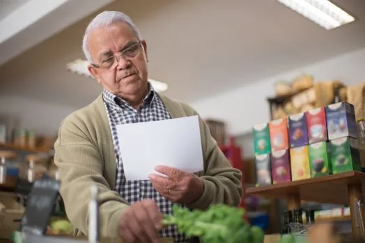 small company owner comparing DB DC and greenseed retirement pension options on printed checklist