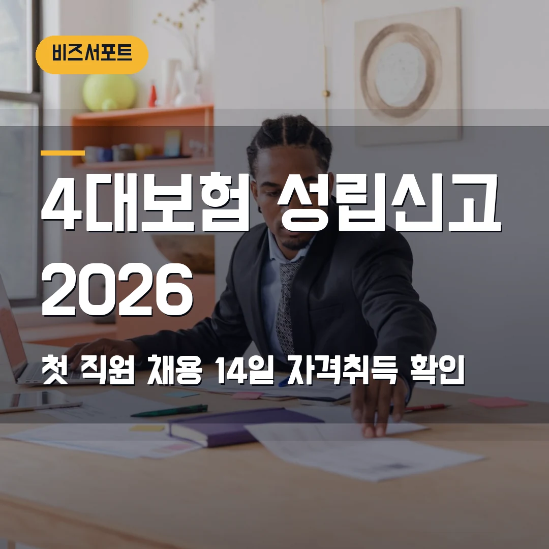 4대보험 사업장 성립신고 2026 — 첫 직원 채용 후 14일·자격취득에서 막힐 때