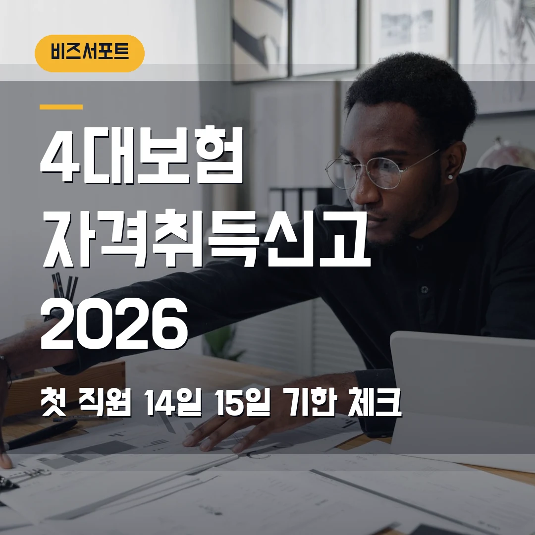 4대보험 자격취득신고 2026 — 첫 직원 입사 후 14일·다음달 15일 기한에서 막힐 때