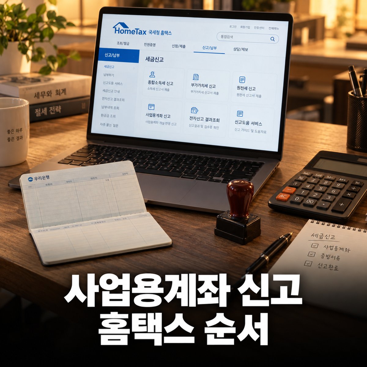 홈택스 사업용계좌 신고, 복식부기의무자면 6개월 안에 — 신고·변경 순서
